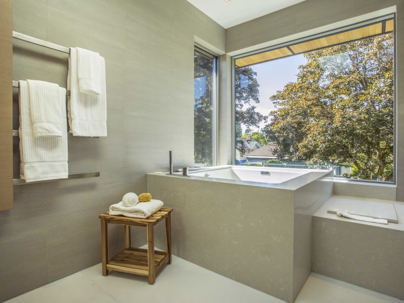 Bathroom smart glass when on